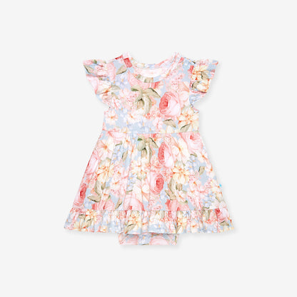 Rose Dreams Ruffled Twirl Bodysuit Dress