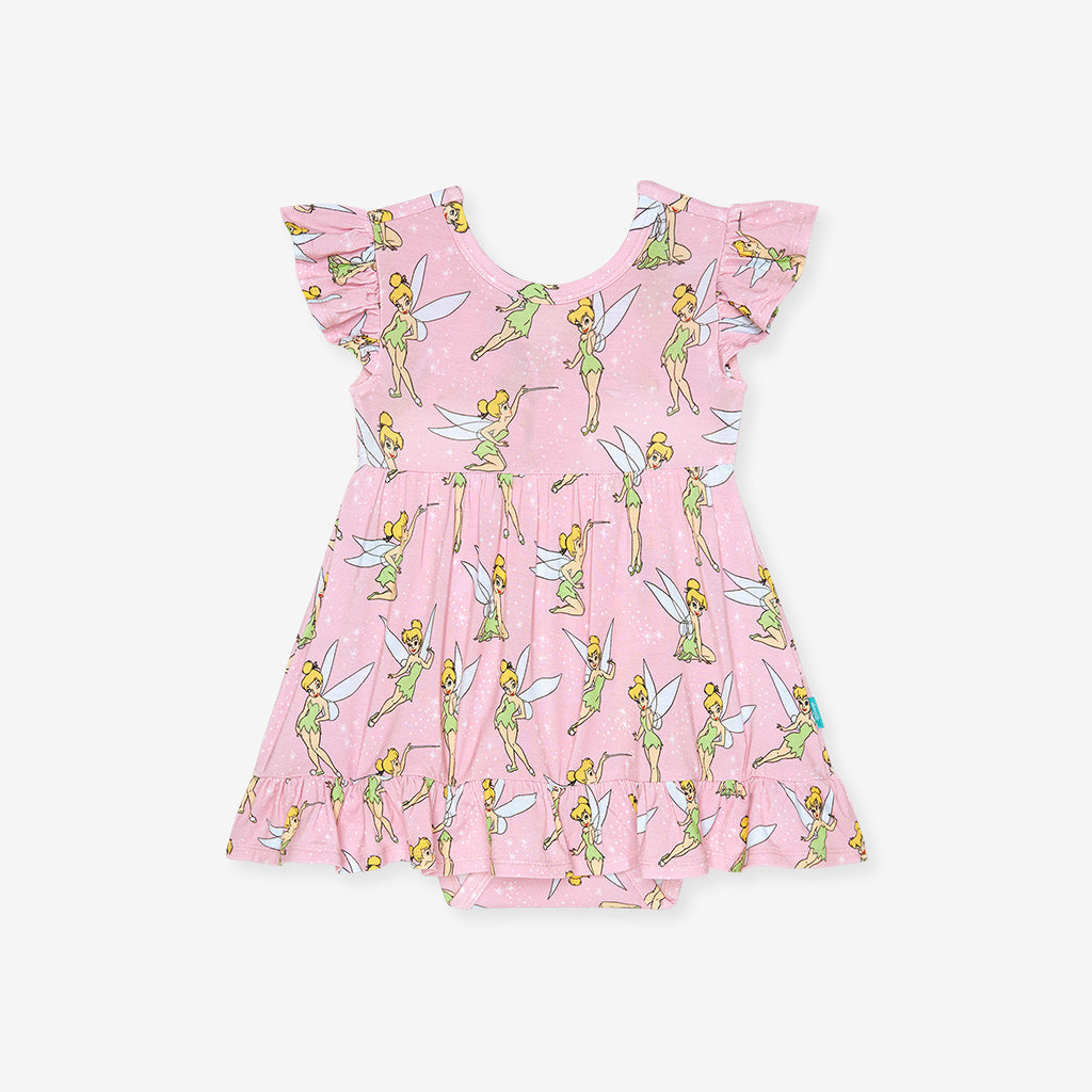 Disney Tinker Bell Tie Back Ruffled Bodysuit Dress
