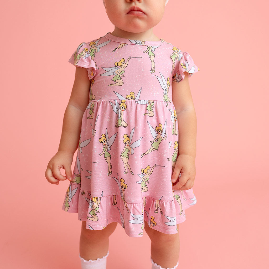 Disney Tinker Bell Tie Back Ruffled Bodysuit Dress