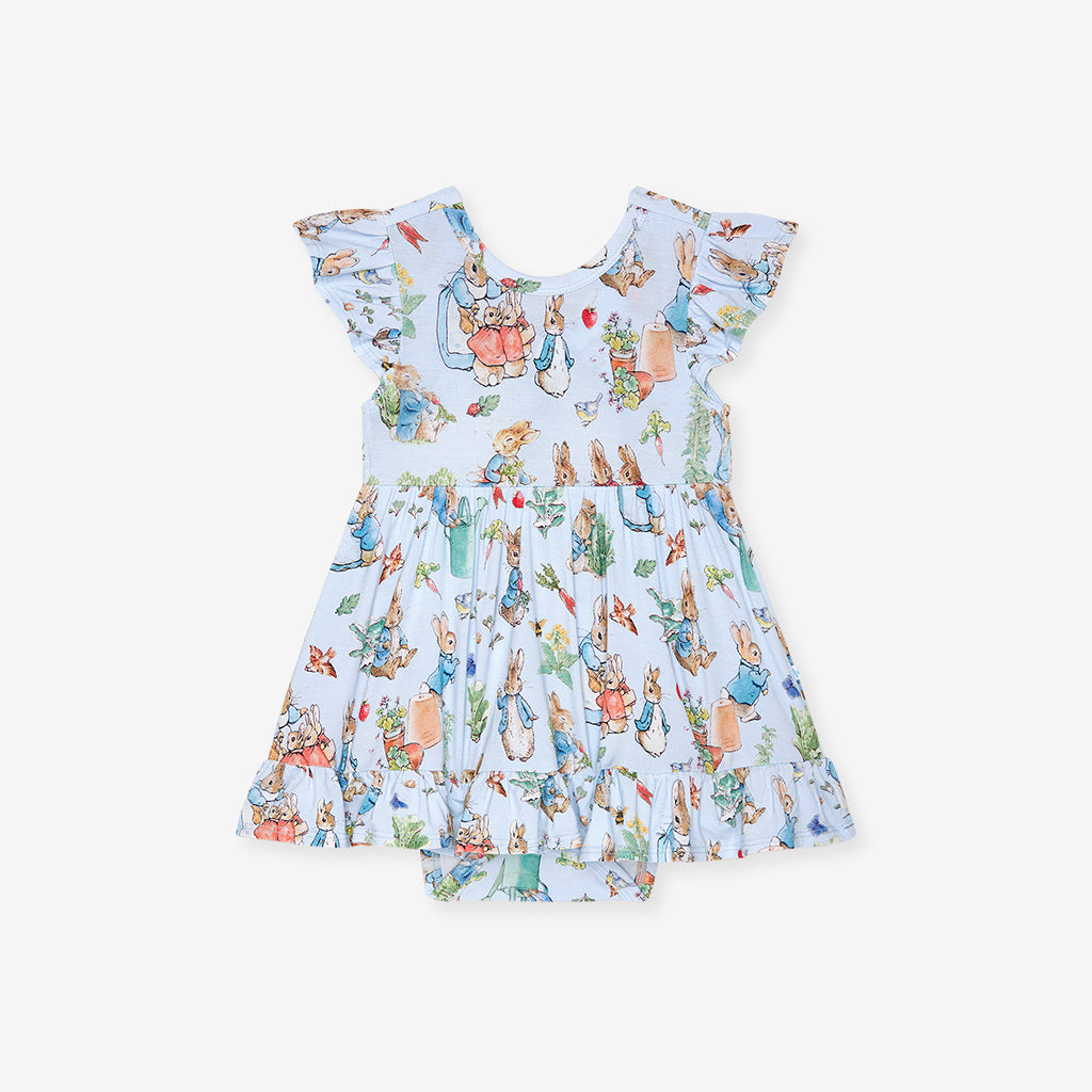 Peter Rabbit™ Tie Back Ruffled Bodysuit Dress