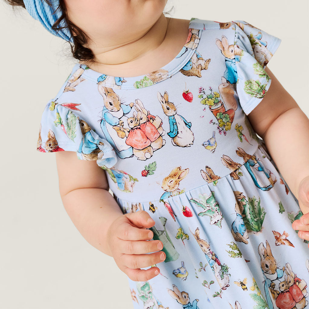 Peter Rabbit™ Tie Back Ruffled Bodysuit Dress