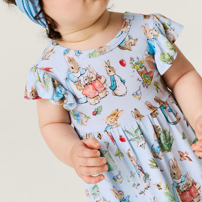 Peter Rabbit™ Tie Back Ruffled Bodysuit Dress