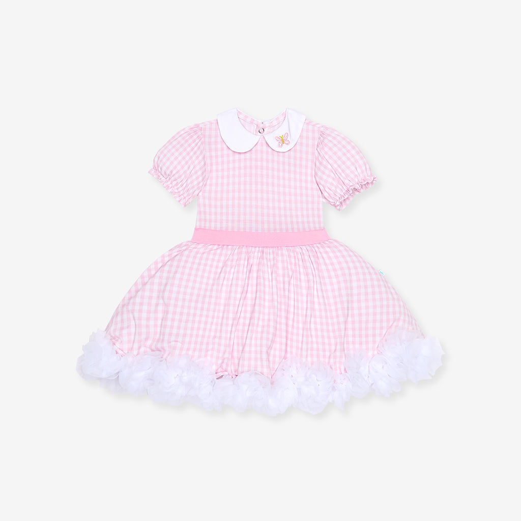 Garden Gingham Pink Petticoat Bodysuit Dress