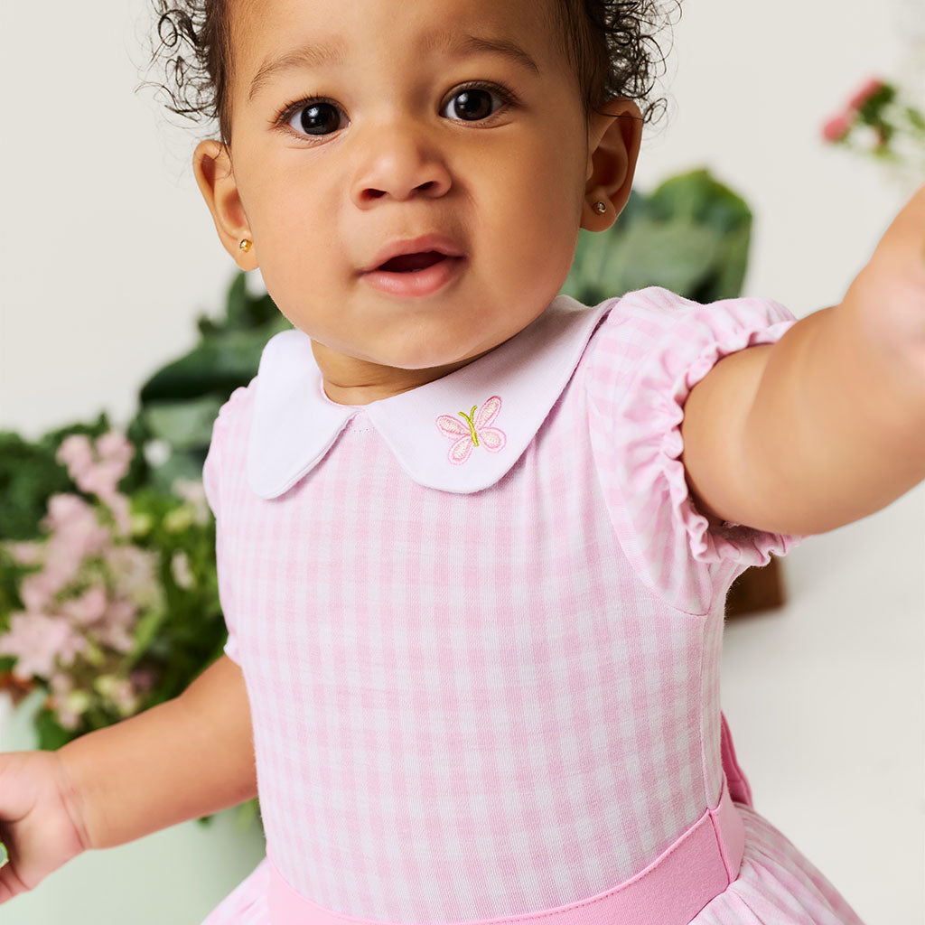 Garden Gingham Pink Petticoat Bodysuit Dress