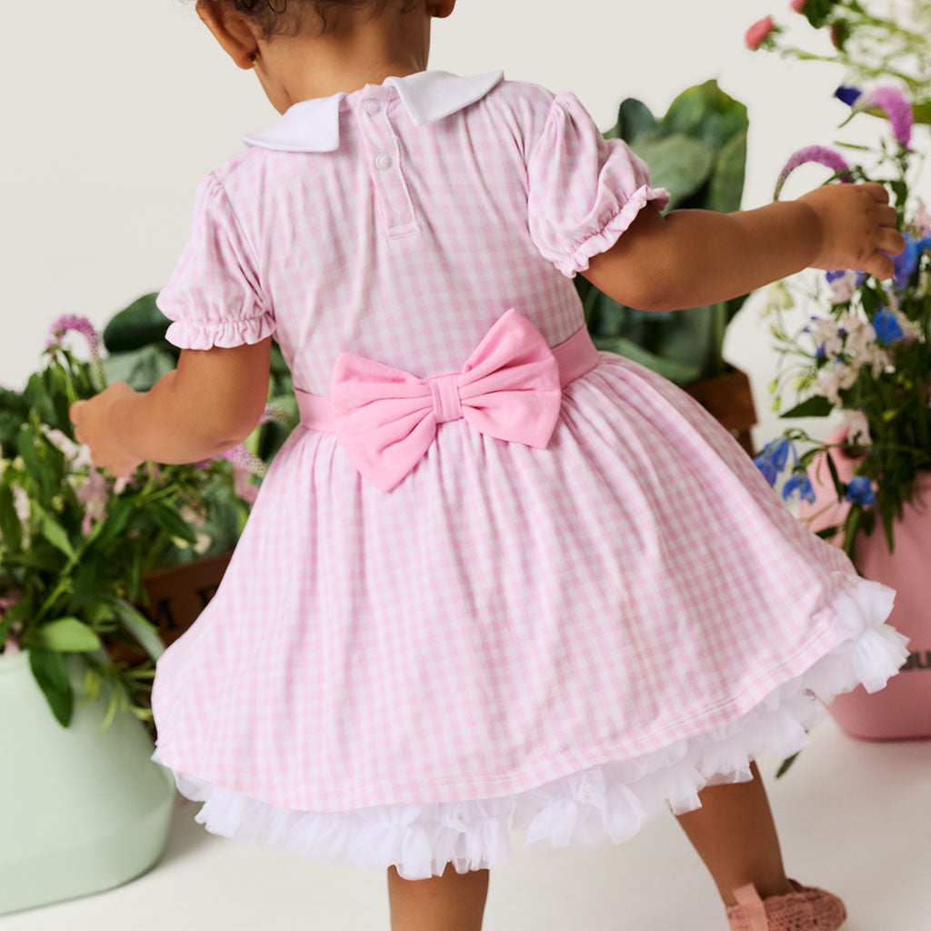 Garden Gingham Pink Petticoat Bodysuit Dress