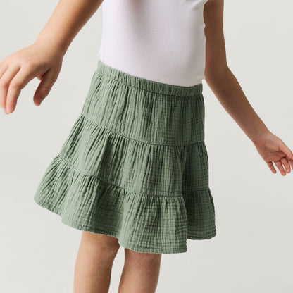Soft Jade Cotton Crinkle Mini Skirt