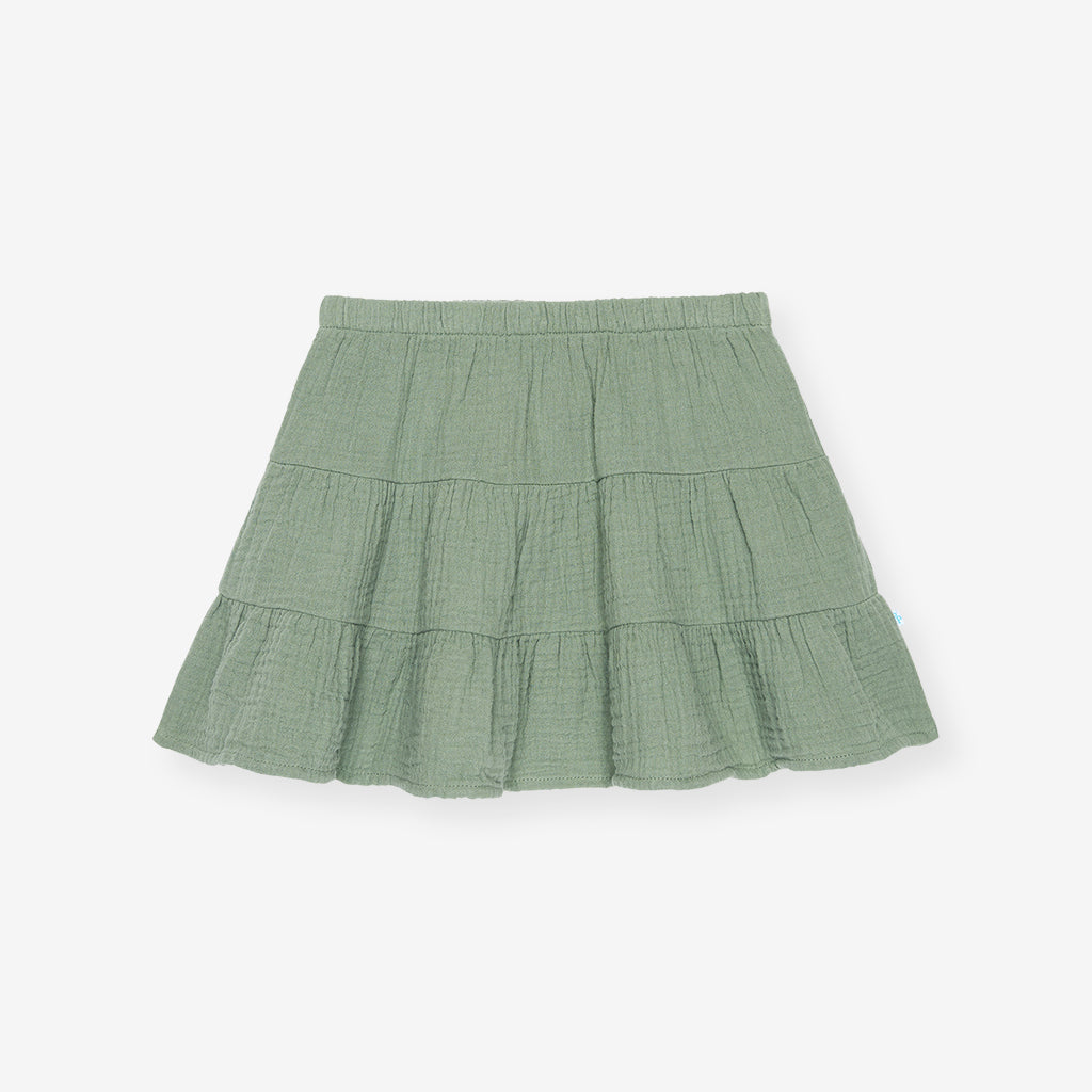 Soft Jade Cotton Crinkle Mini Skirt