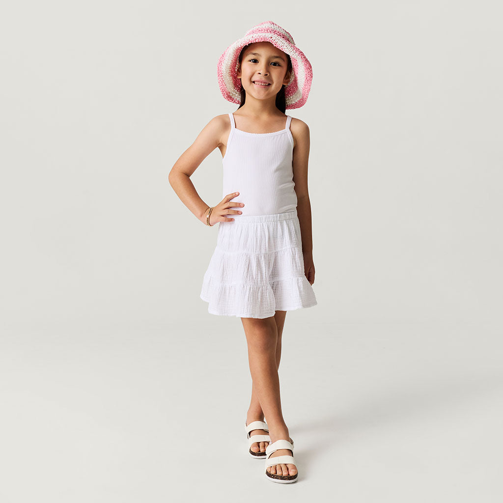 White Cotton Crinkle Mini Skirt