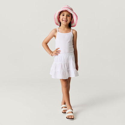 White Cotton Crinkle Mini Skirt