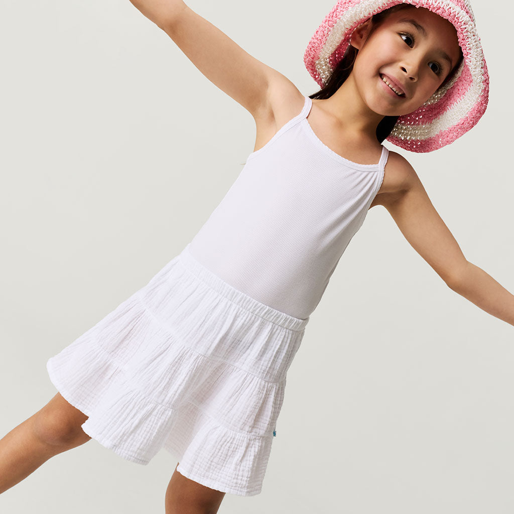 White Cotton Crinkle Mini Skirt