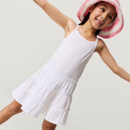 White Cotton Crinkle Mini Skirt
