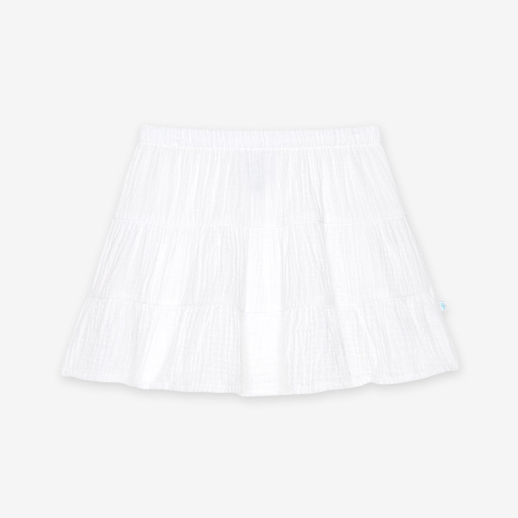 White Cotton Crinkle Mini Skirt