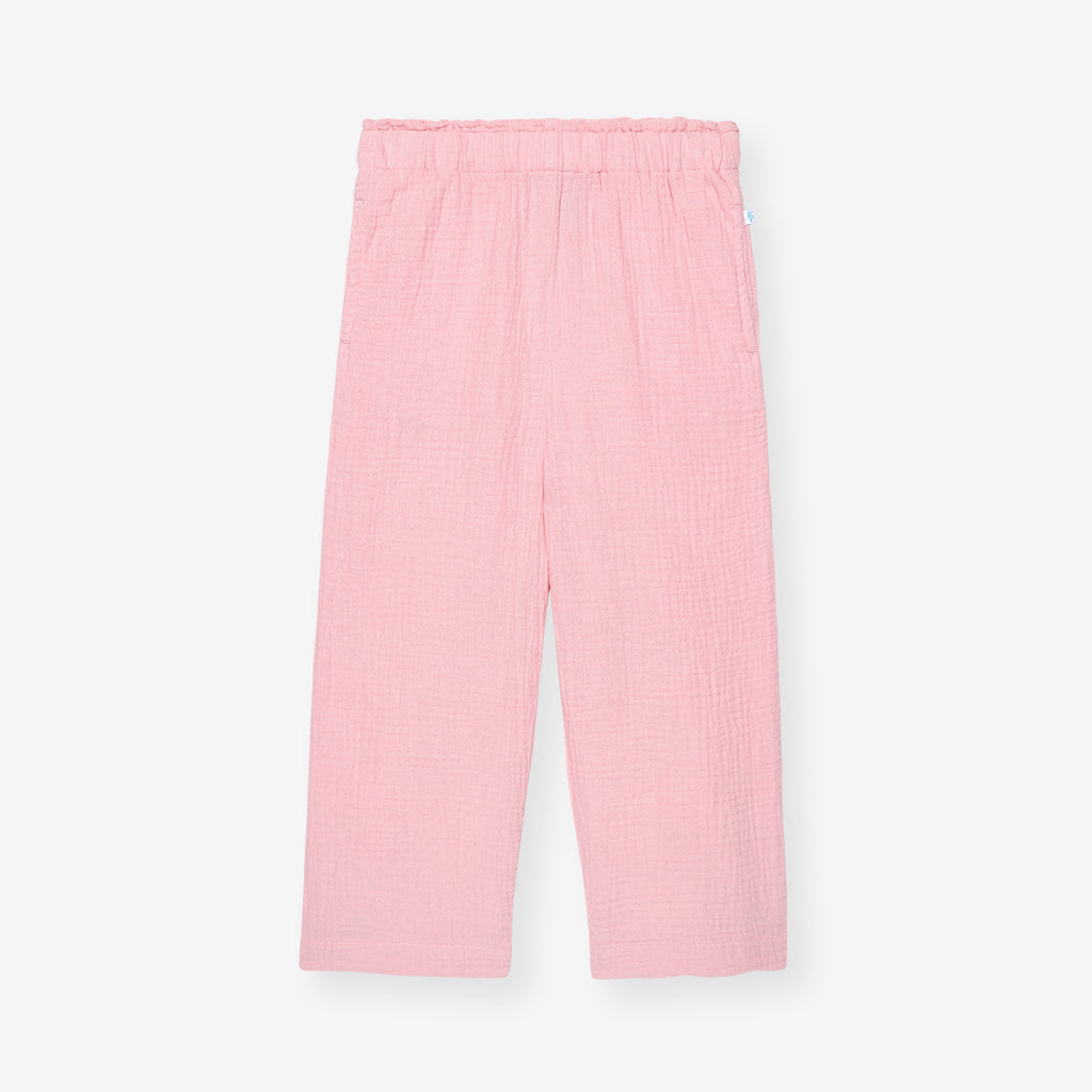 Happy Pink Cotton Crinkle Paperbag Pants