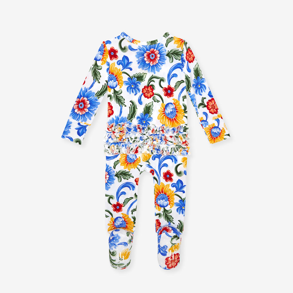 Fiore Italiani Footie Ruffled Zippered One Piece