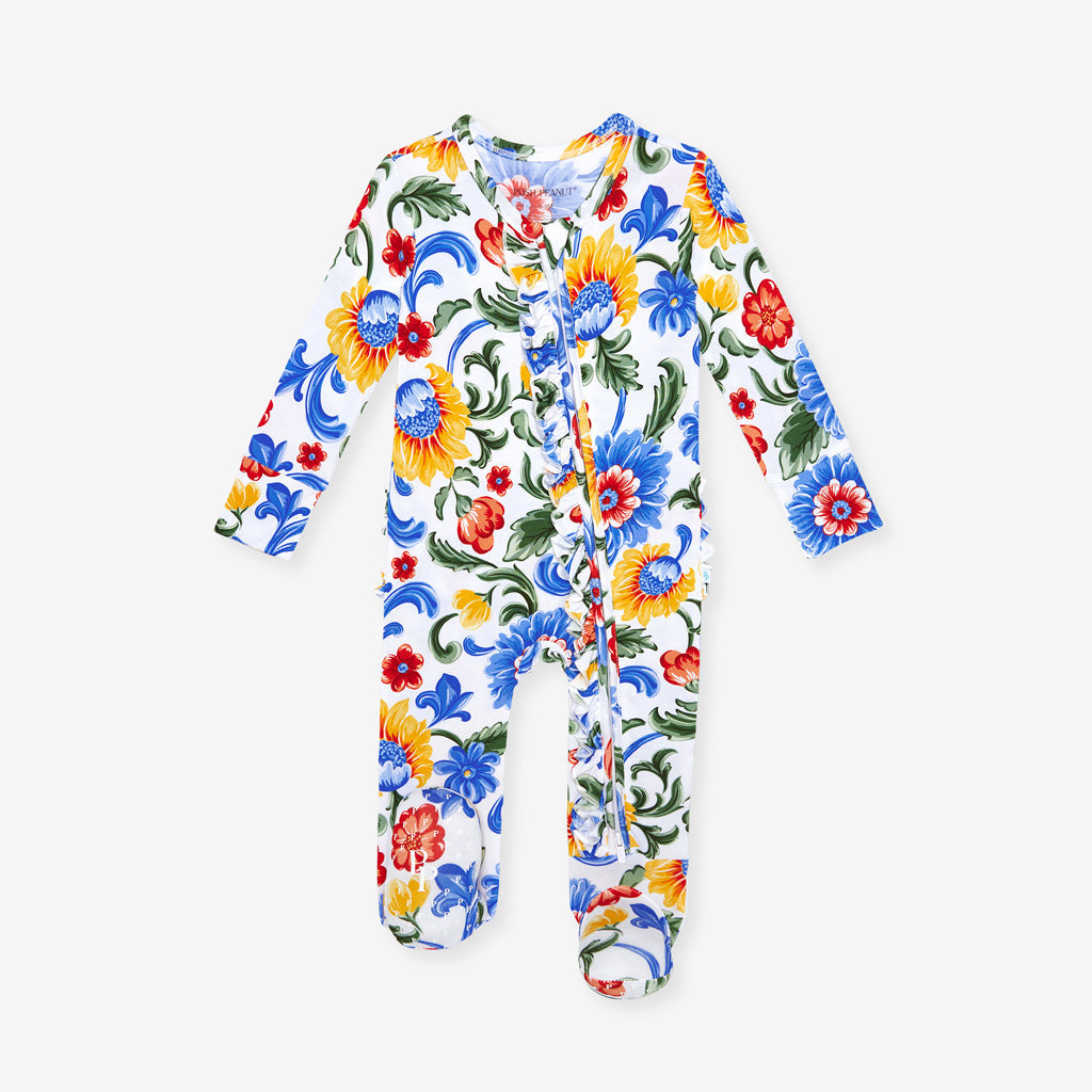 Fiore Italiani Footie Ruffled Zippered One Piece