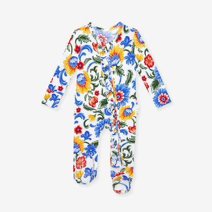 Fiore Italiani Footie Ruffled Zippered One Piece