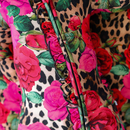 Wild Roses Footie Ruffled Zippered One Piece