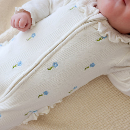 Hazel Embroidery Pointelle Footie Ruffled Collar One Piece