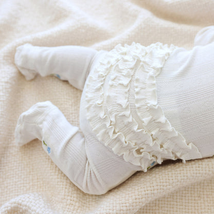 Hazel Embroidery Pointelle Footie Ruffled Collar One Piece