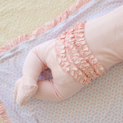 Sweet Pink Pointelle Footie Ruffled Collar One Piece