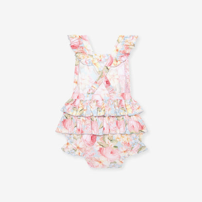 Rose Dreams Ruffled Strap Bubble Romper