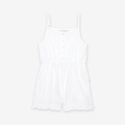 White Cotton Crinkle Romper