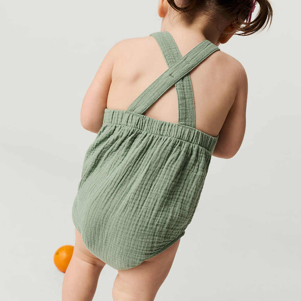 Soft Jade Cotton Crinkle Bubble Romper