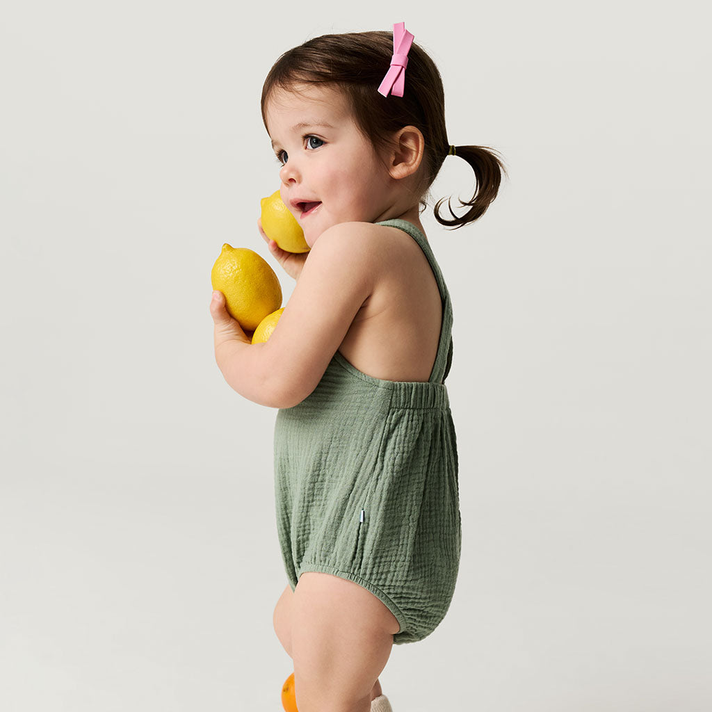 Soft Jade Cotton Crinkle Bubble Romper