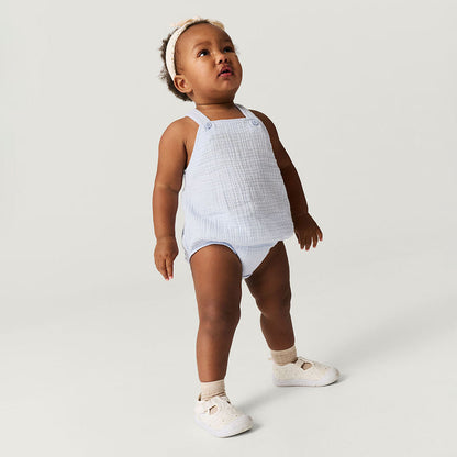 Halogen Blue Cotton Crinkle Bubble Romper