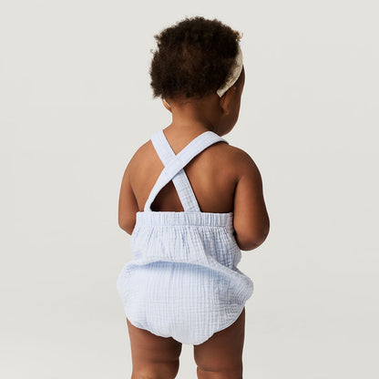 Halogen Blue Cotton Crinkle Bubble Romper