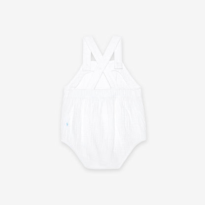 White Cotton Crinkle Bubble Romper