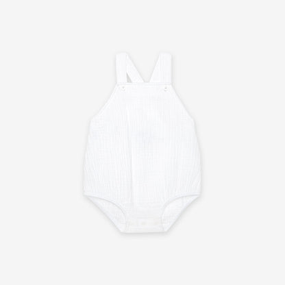 White Cotton Crinkle Bubble Romper