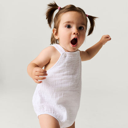 White Cotton Crinkle Bubble Romper