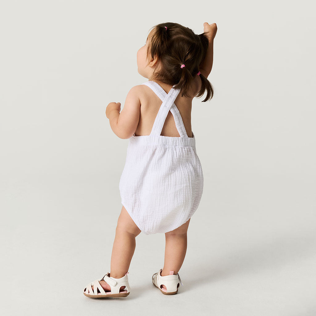 White Cotton Crinkle Bubble Romper
