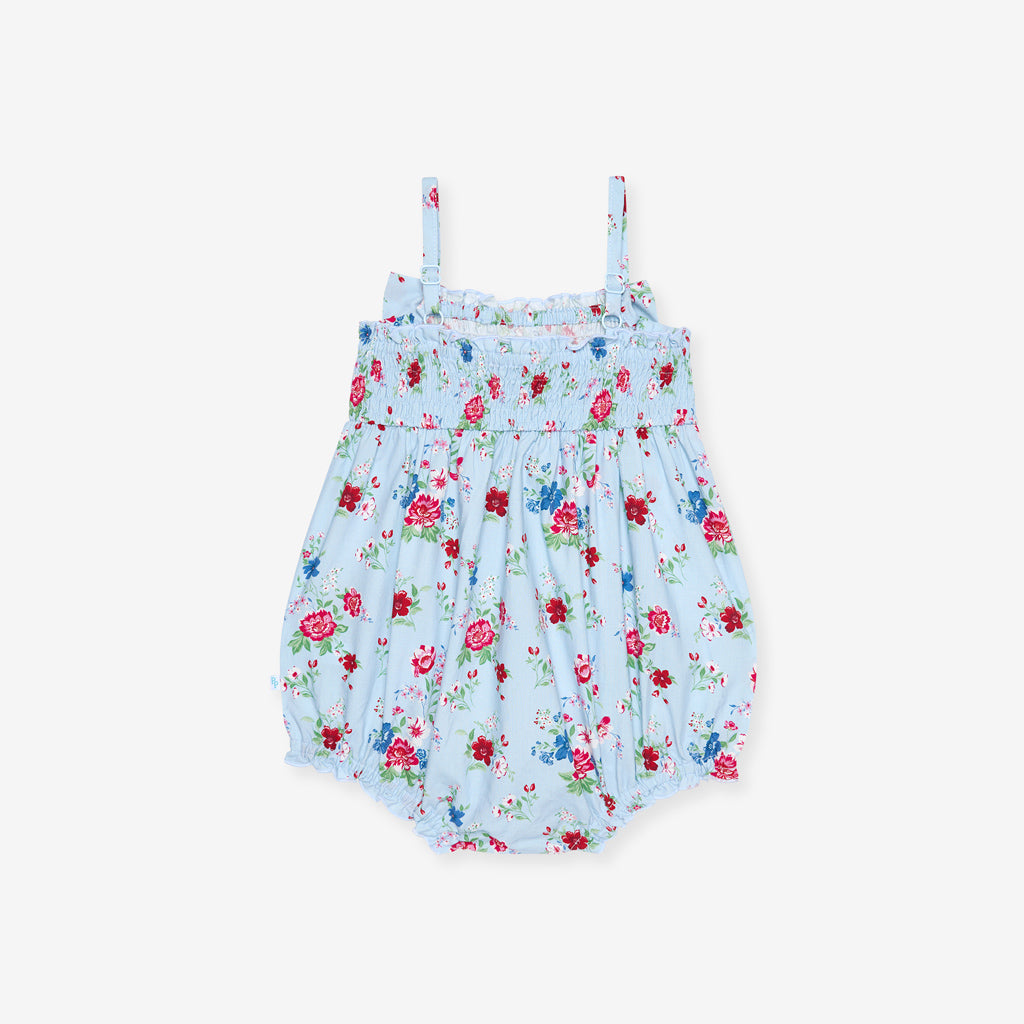Jean Bamboo Challis Smocked Bow Bubble Romper