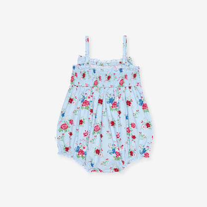 Jean Bamboo Challis Smocked Bow Bubble Romper