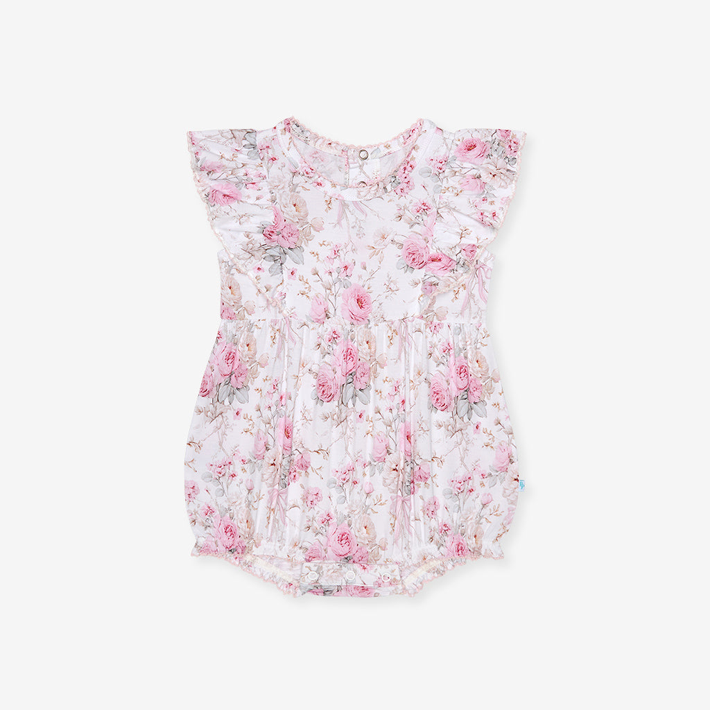 Roberta Flutter Sleeve Picot Bubble Romper