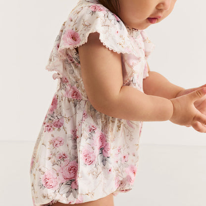 Roberta Flutter Sleeve Picot Bubble Romper