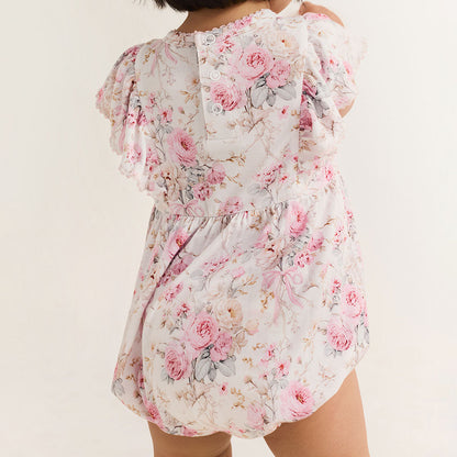Roberta Flutter Sleeve Picot Bubble Romper