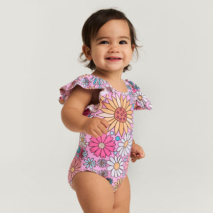 Presley Pink Flutter Sleeve One Piece Swimsuit
