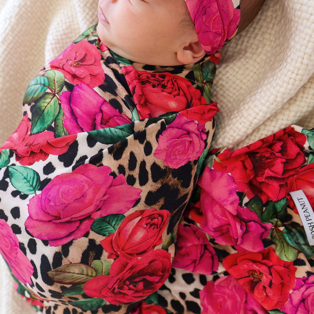 Wild Roses Swaddle Headband Set