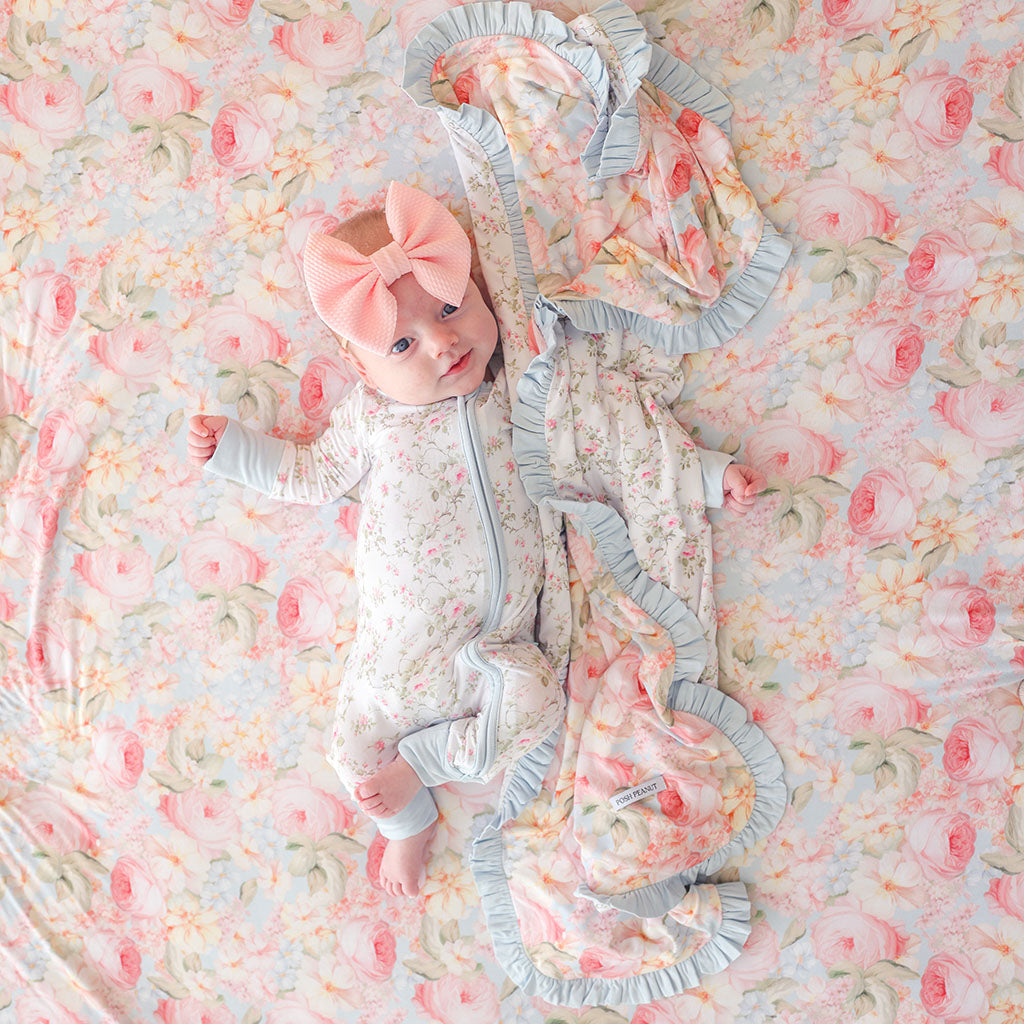 Rose Dreams & Riley Ruffled Luxette Patoo® Blanket