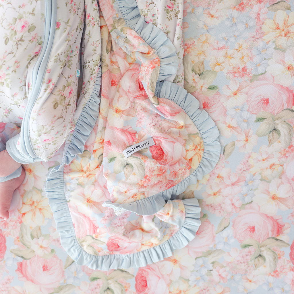 Rose Dreams & Riley Ruffled Luxette Patoo® Blanket