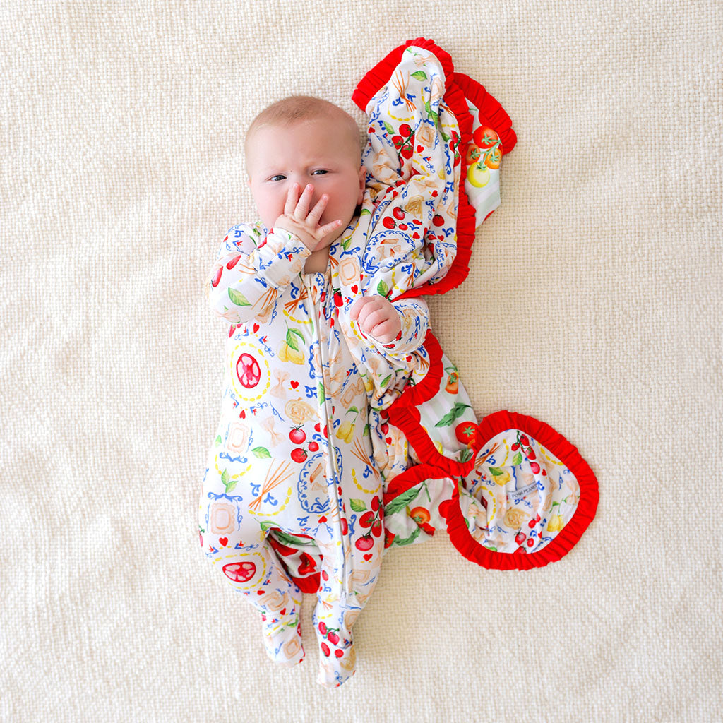 Mangia & Tomato Ruffled Luxette Patoo® Blanket