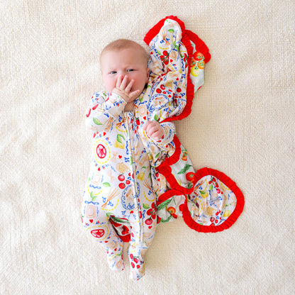Mangia & Tomato Ruffled Luxette Patoo® Blanket