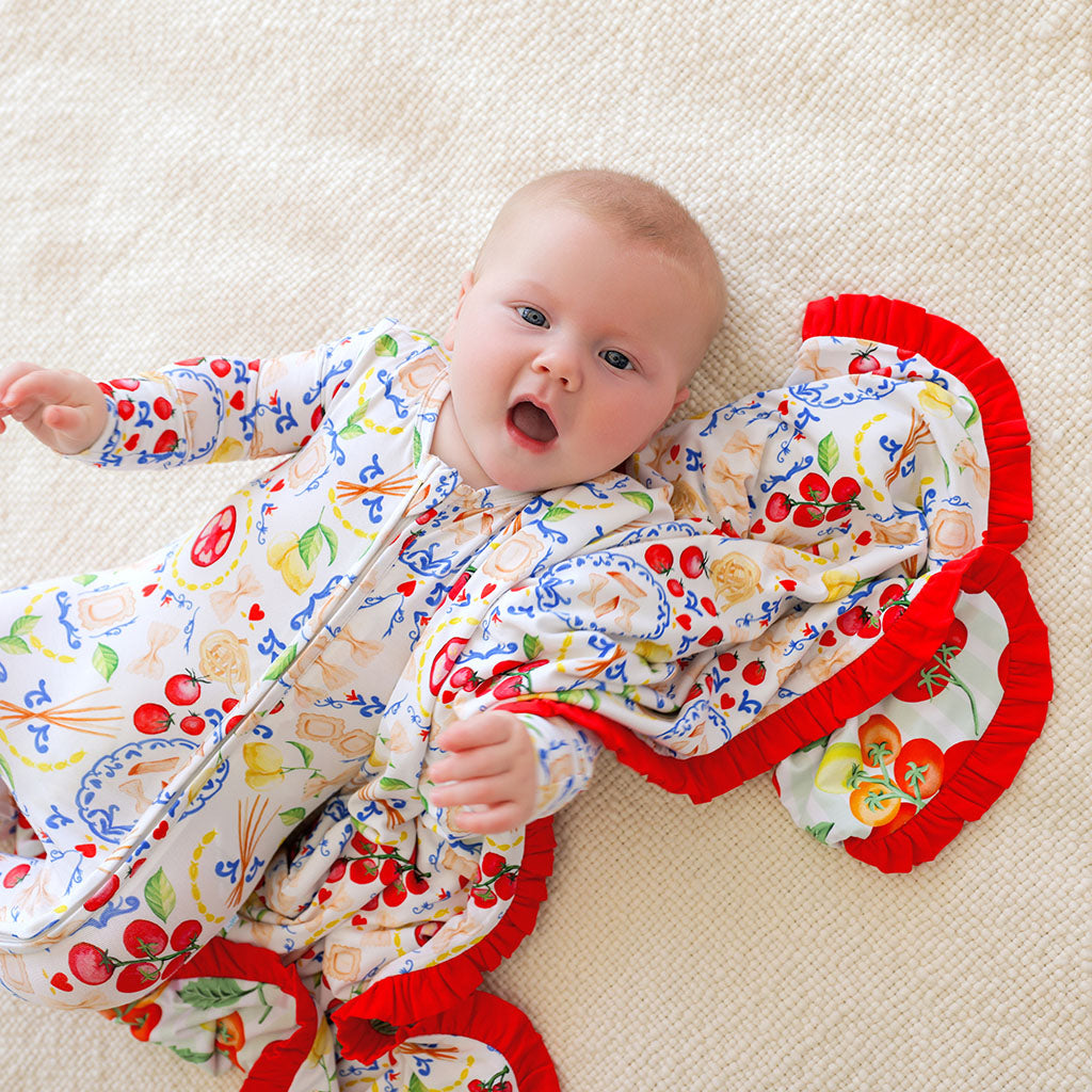 Mangia & Tomato Ruffled Luxette Patoo® Blanket