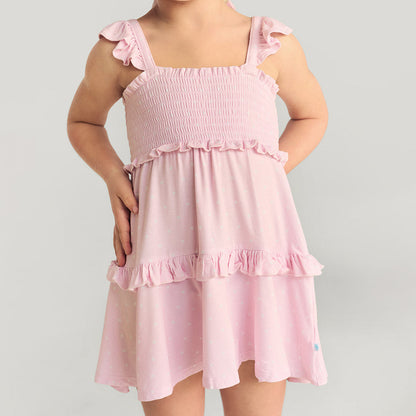 Caroline Dot Smocked Babydoll Dress