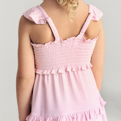 Caroline Dot Smocked Babydoll Dress