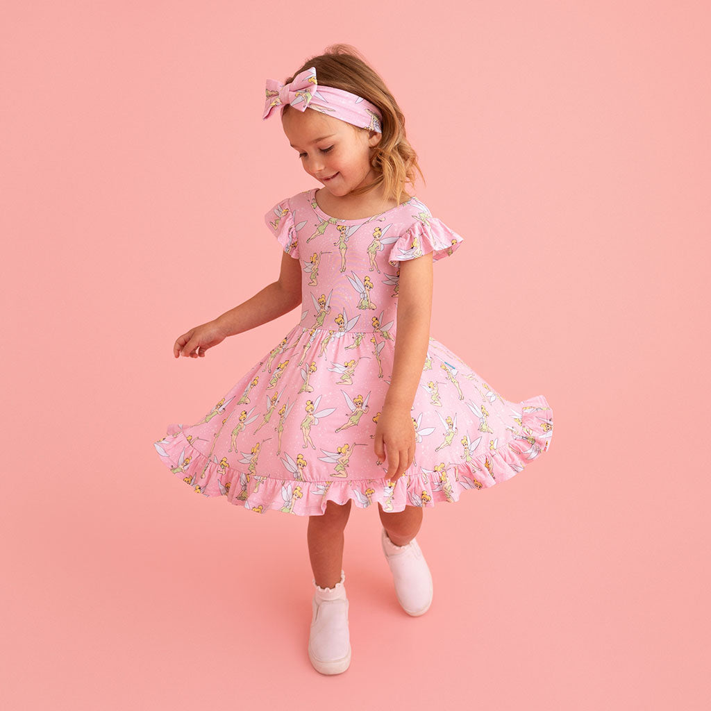 Disney Tinker Bell Tie Back Ruffled Twirl Dress