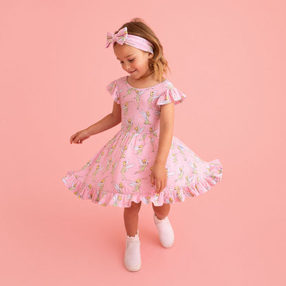Disney Tinker Bell Tie Back Ruffled Twirl Dress